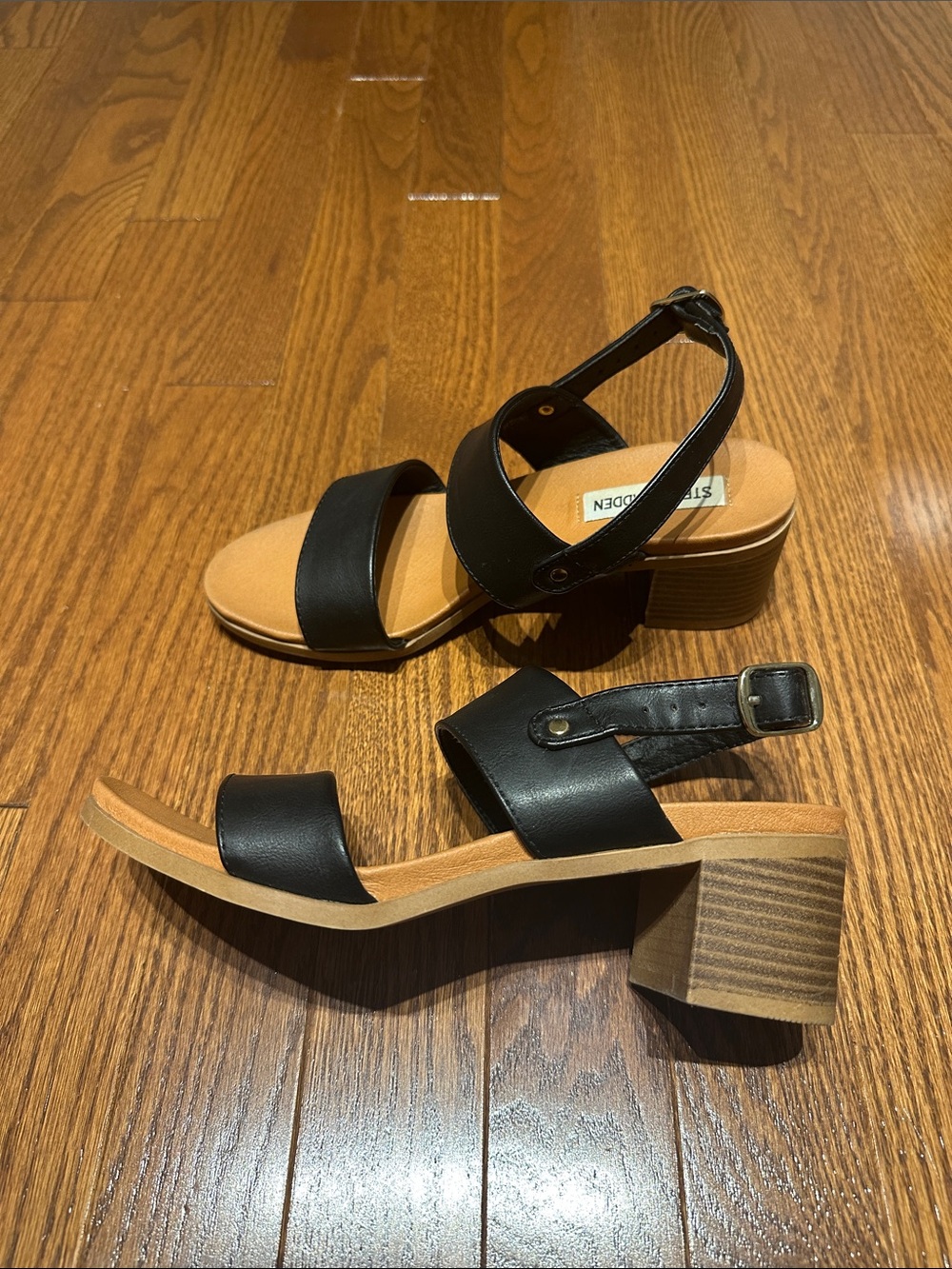 Steve Madden Black Strappy Block Heel Sandals